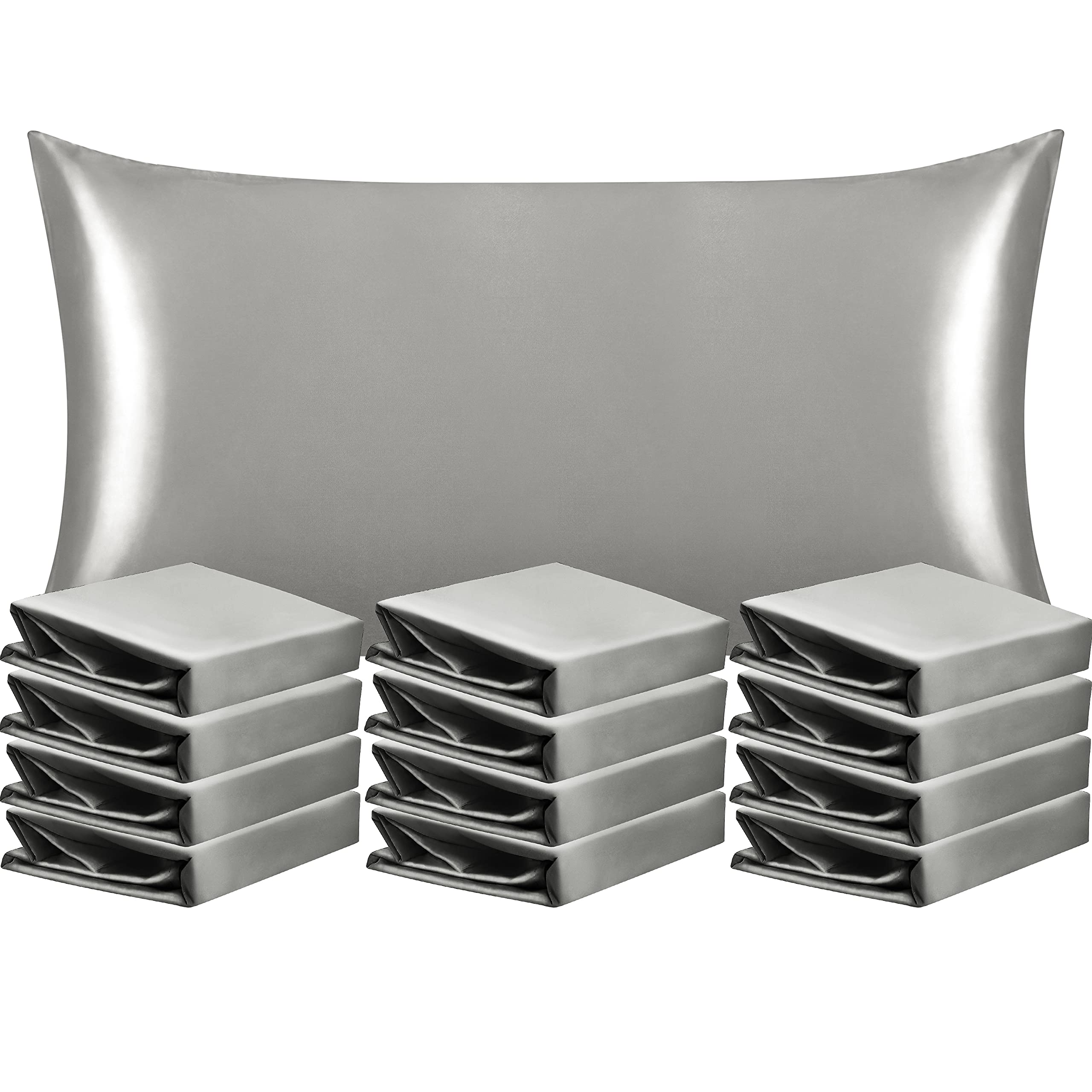 Ntbay 12 Pack Satin King Pillowcases For Hair And Skin, Luxurious And Silky Pillow Cases With Envelope Closure, 20 X 36 Inches,